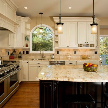 Custom Cabinets, Arched Windows and Doors Provide This Kitchen Its Character