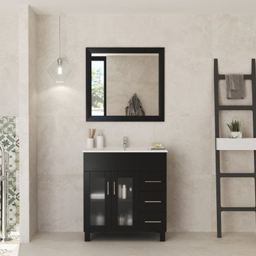 Laviva 31321529-32E-CB Nova 32 - Espresso Vanity Cabinet + Ceramic Basin Counter