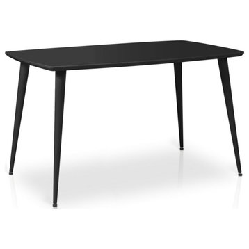 ESSIE Rectangular Glass Top Dining Table, Black