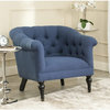 Comfortable Accent Chair, Black Birchwood Legs and Curved Seat With Tufted Back