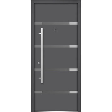 Exterior Prehung Glass Door / Deux 1105 Gray Graphite, Right in