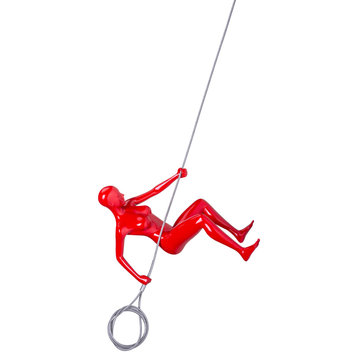 Glossy Climbing Woman Wall Sculpture, Red