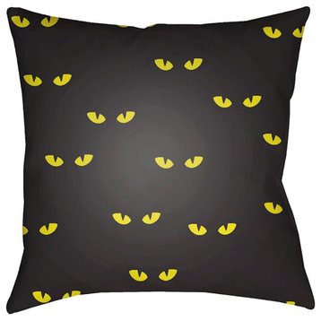 Boo by Surya Poly Fill Pillow, Black/Yellow, 20' x 20'