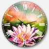 Purple Lotus On Abstract Background Flower Metal Clock, 36x36