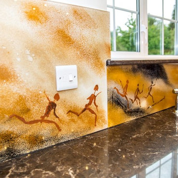 "THE CAVEMAN" bespoke kitchen splashback by designer Juliet Eve
