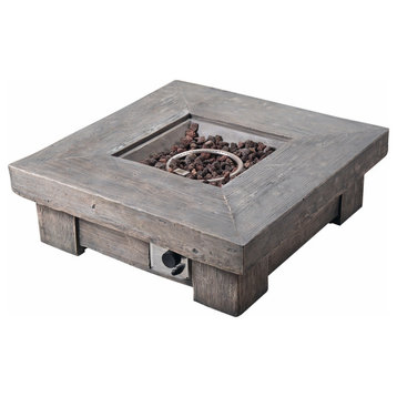 Outdoor Square Wood Like Propane Gas Fire Pit