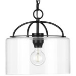 Progress Lighting - Leyden 1-Light Matte Black Clear Glass Transitional Mini-Pendant Light - Complement your interiors with the Leyden Collection 1-Light Matte Black Clear Glass Farmhouse Pendant Light.