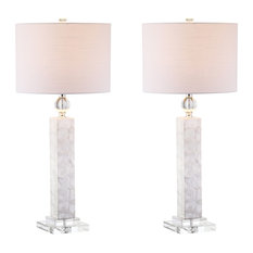 Bailey 32" LED Seashell Table Lamp, White, Set of 2