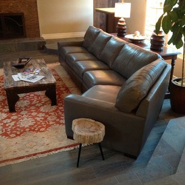 Wedge sectional sofa in Italian leather