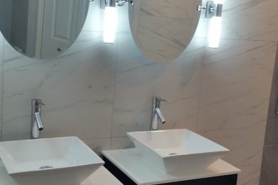 Marble porcelain tile bathroom