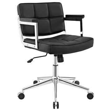 Portray Mid Back Faux Leather Office Chair, Black
