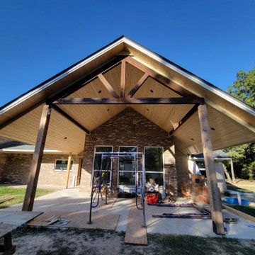 Custom Gable Patio Extension with Timber King Post Truss & Wood Ceiling