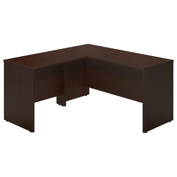 L-Shaped Desk, Adjustable Levers and Top With Integrated Grommets, Mocha Cherry