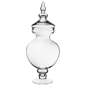 Glass Apothecary Jar Candy Buffet Container H-14.75"  D-6.5" Set of 1, Open D-5.75" Body D-7.5" H-21.5", Set of 4