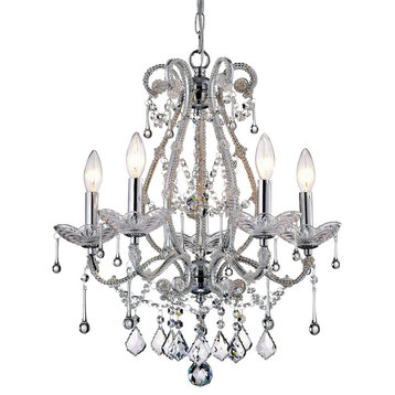 Alice 5-Light Chrome and Crystal Candle Style Chandelier Glam Lighting