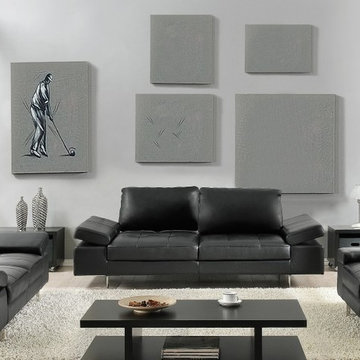 Gia Full Italian Leather Sofa Set | Ebony