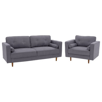 CorLiving Mulberry Upholstered Modern Chair and Sofa Set - 2pcs, Grey