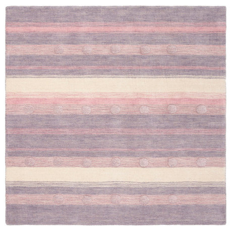 Safavieh Kids Collection SFK801 Rug, Light Purple/Ivory, 5' Square