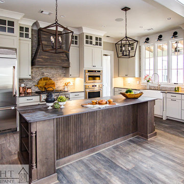 Beautiful rustic chic kitchen with dark wood cabinets