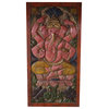 Consigned Vintage Hand Carved Ekakshara Ganapati Barn Door Wall Panel