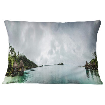 Amazing Bora Bora Panoramic View Seascape Throw Pillow, 12"x20"