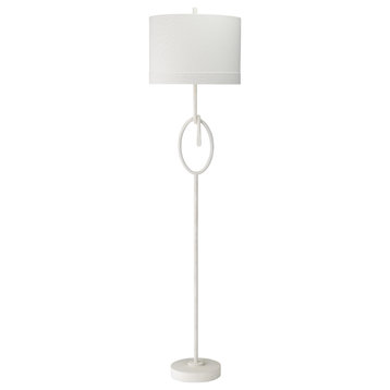 Contemporary White Open Knot Floor Lamp Sleek Slim Ring Design Plaster Modern