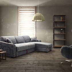 Colins Denim Sleeper Sectional Sofa - Sectional Sofas