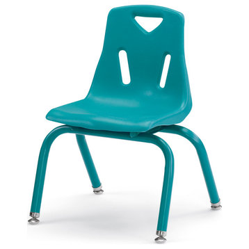 Berries Stacking Chairs with Powder-Coated Legs - 12" Ht - Set of 6 - Teal