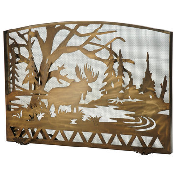 60"x40" Moose Creek Arched Fireplace Screen