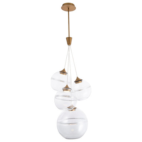 Bistro LED 3000K, Aged Brass, Chandelier, 4-Light