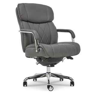 Flash Furniture Ivory Microfiber Classic Executive Swivel Office Chair with Driftwood Arms and Base