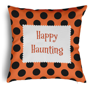 Happy Haunting Dots Accent Pillow Removable Insert, Traditional Orange, 24"x24"