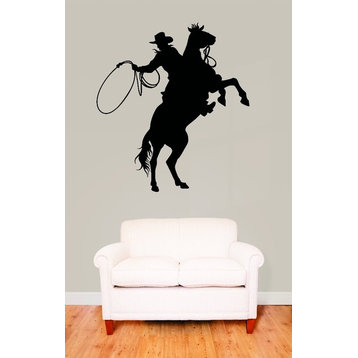 Decal, Western Cowboy Horse Lead Rope Silhouette, 20x30"