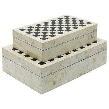 Resin S/2 Checkered Boxes, Black/white