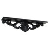 Benzara BM210441 Hand Carved Wooden Wall Shelf with Floral Design Display, Black