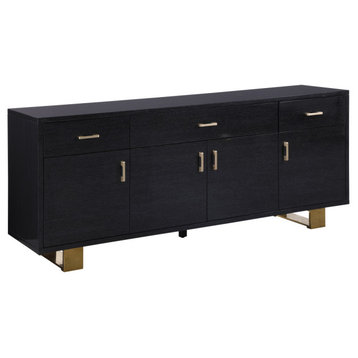 Excel Stainless Steel and Wood Sideboard/Buffet, Grey, Gold Base