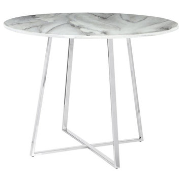 Cosmo Contemporary/Glam Dining Table, Chrome and White Marble Top by LumiSource