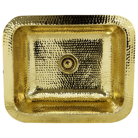 Nantucket Sinks 17.5"x14.5" Rectangle Undermount Bar Sink, Polished Brass