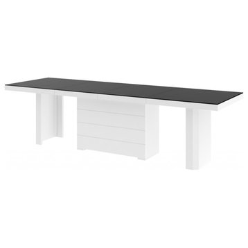 ROLOS Dining Table with extension, Black/White