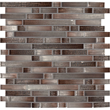 MSI SMOT-GLSIL-AKA8MM 12" x 11-3/4" Linear Mosaic Sheet - Glossy - Copper