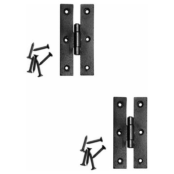 Black H Flush Hinge 3" L Wrought Iron Kitchen Cabinet with Hardware Pack of 2