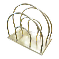 Art Deco Moderne Magazine Solid Brass Rack - Books
