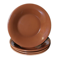 Le Souk Ceramique - Le Souk Ceramique Stoneware Salad/Pasta Bowls, Set of 4, Black, Brown - Dining Bowls