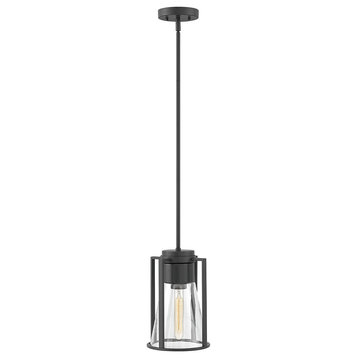 Hinkley Refinery Extra Small Pendant, Black With Clear Glass
