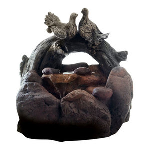 Outdoor Water Fountain Lawn and Garden By Pure Garden 2 Tier Lion Head Fountain With Natural Looking Stone and Soothing Sound for Decor on Patio