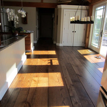 SAGAPONACK FARMHOUSE: WIDE PLANK RED OAK REVIVED - MED BROWN STAIN/TRAFFIC HD