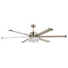 65 in. Indoor Nickel Integrated LED Crystal Ceiling Fan with DC Motor and Remote