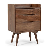 Larsson 3-Drawer Nightstand for Bedroom, Rosewood