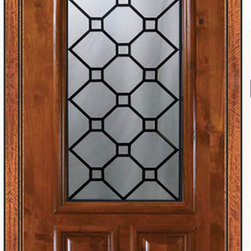 Prehung Single Door 96 Wood Alder Casablanca 2 Panel 2/3 Lite Glass - Front Doors