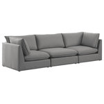 Meridian Furniture - Mackenzie Linen Textured Fabric Upholstered 3-Piece Modular Sofa, Grey - Mix and match the pieces from the Mackenzie series to create a beautiful seating group that's perfect for the whole gang. These exceptionally crafted sofas, sectionals, and other components are meant to be put together into an infinite number of configurations based on your particular needs and space requirements. Each is upholstered from top to bottom in soft durable linen textured in your choice of colors. Attach the pieces of your choice easily thanks to the included attachment latches.
